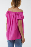 Short Sleeve Bardot Top For Women  - Dropwear
