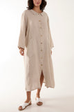 Khaki Oversized Button Through Pocket Shirt Dress For Women ONE SIZE - Dropwear