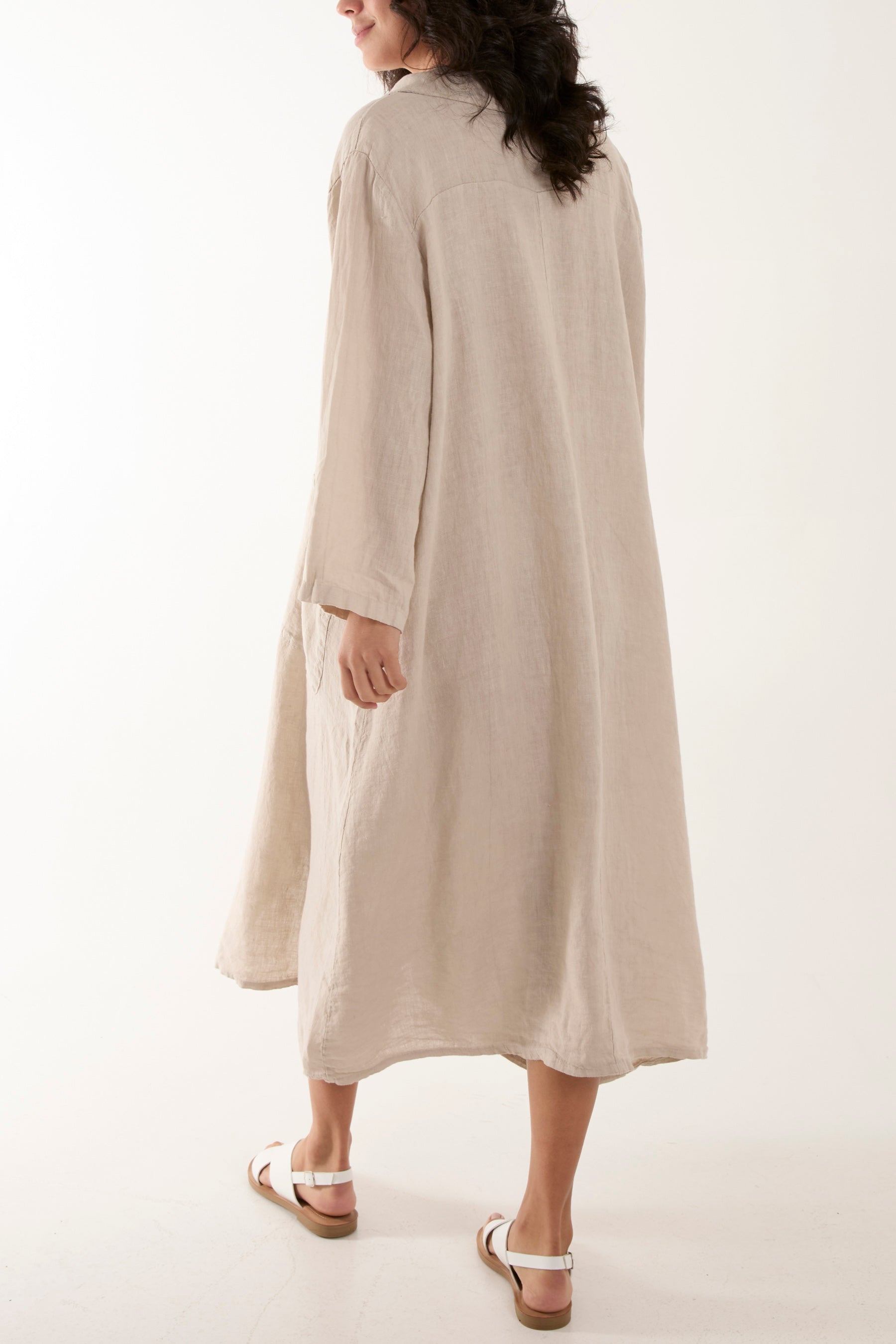 Oversized Button Through Pocket Shirt Dress For Women  - Dropwear