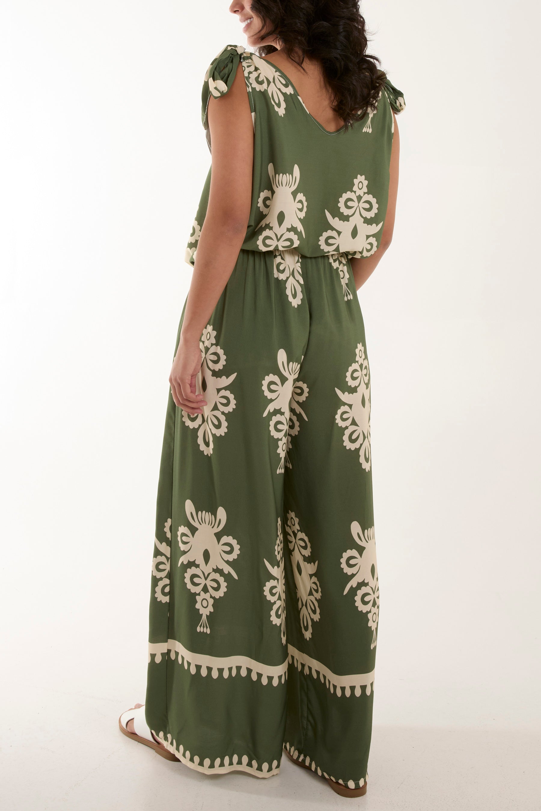 Tie Shoulder Vest & Trouser Printed Co-Ord For Women  - Dropwear