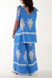 Tie Shoulder Vest & Trouser Printed Co-Ord For Women  - Dropwear