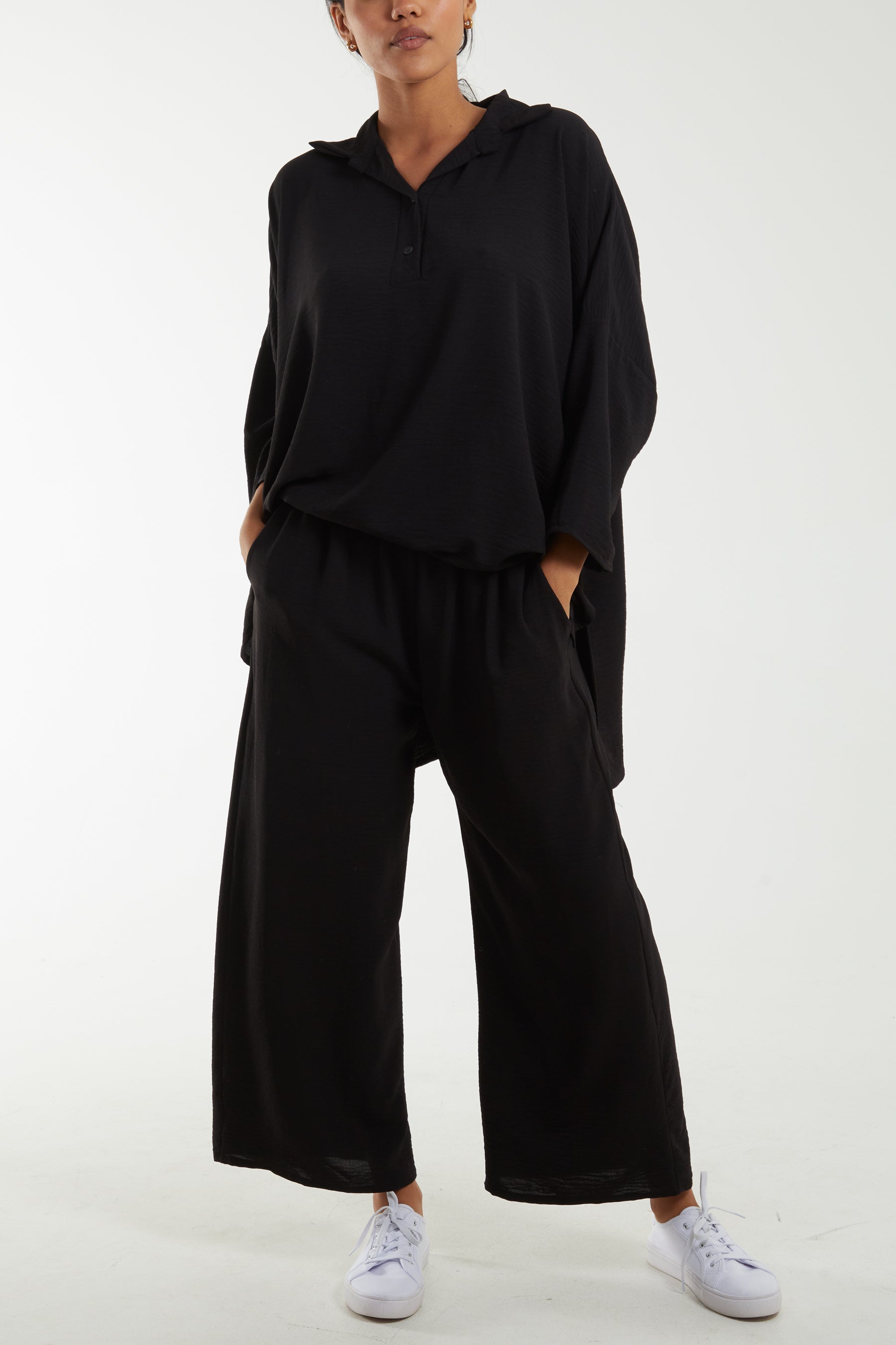 Jade Long Sleeve Shirt & Culottes Co-Ord Set For Women ONE SIZE - Dropwear