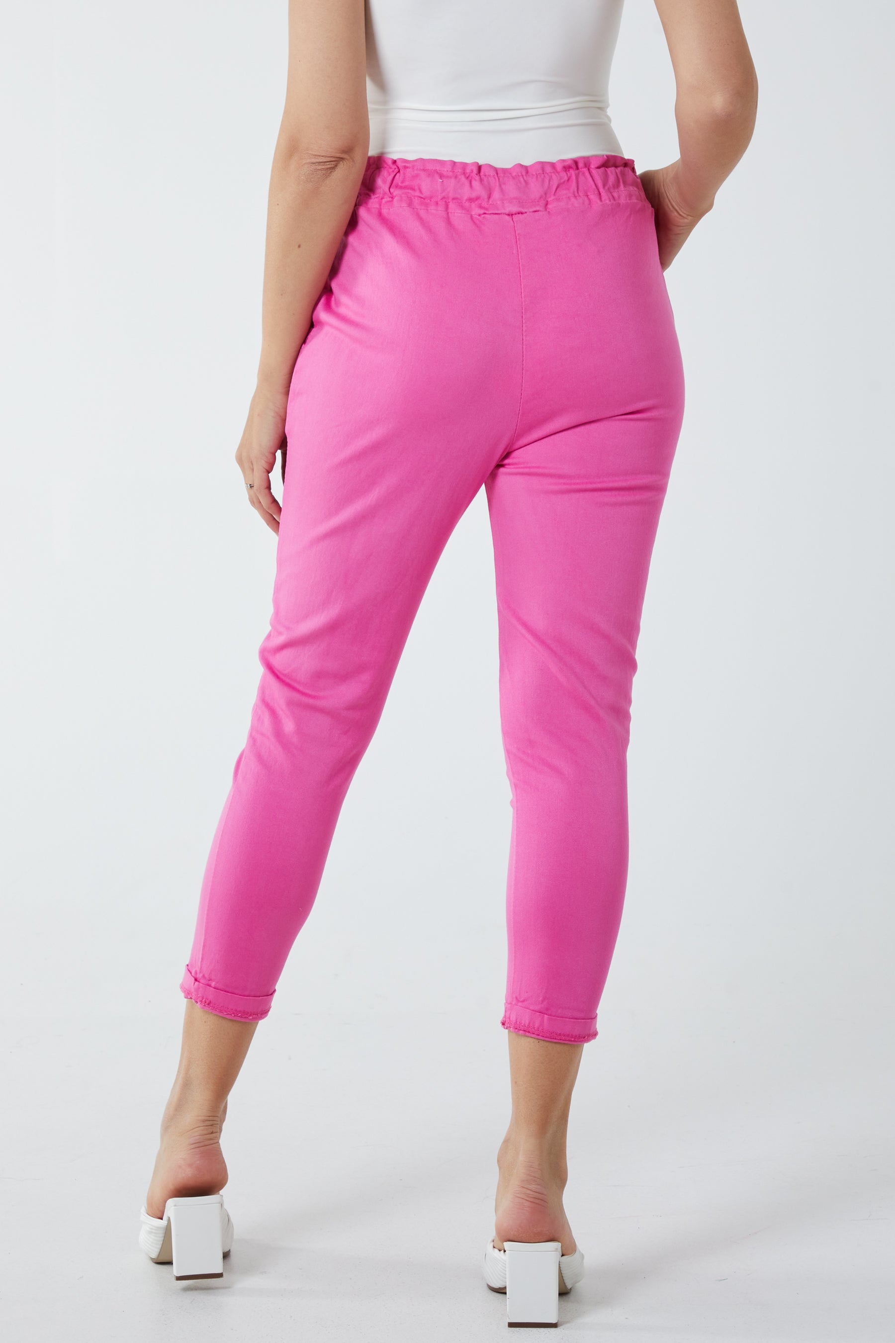 Glitter Drawstring Pocket Panel Trousers For Women  - Dropwear
