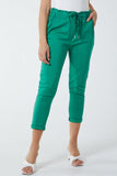 Lime Glitter Drawstring Pocket Panel Trousers For Women ONE SIZE - Dropwear
