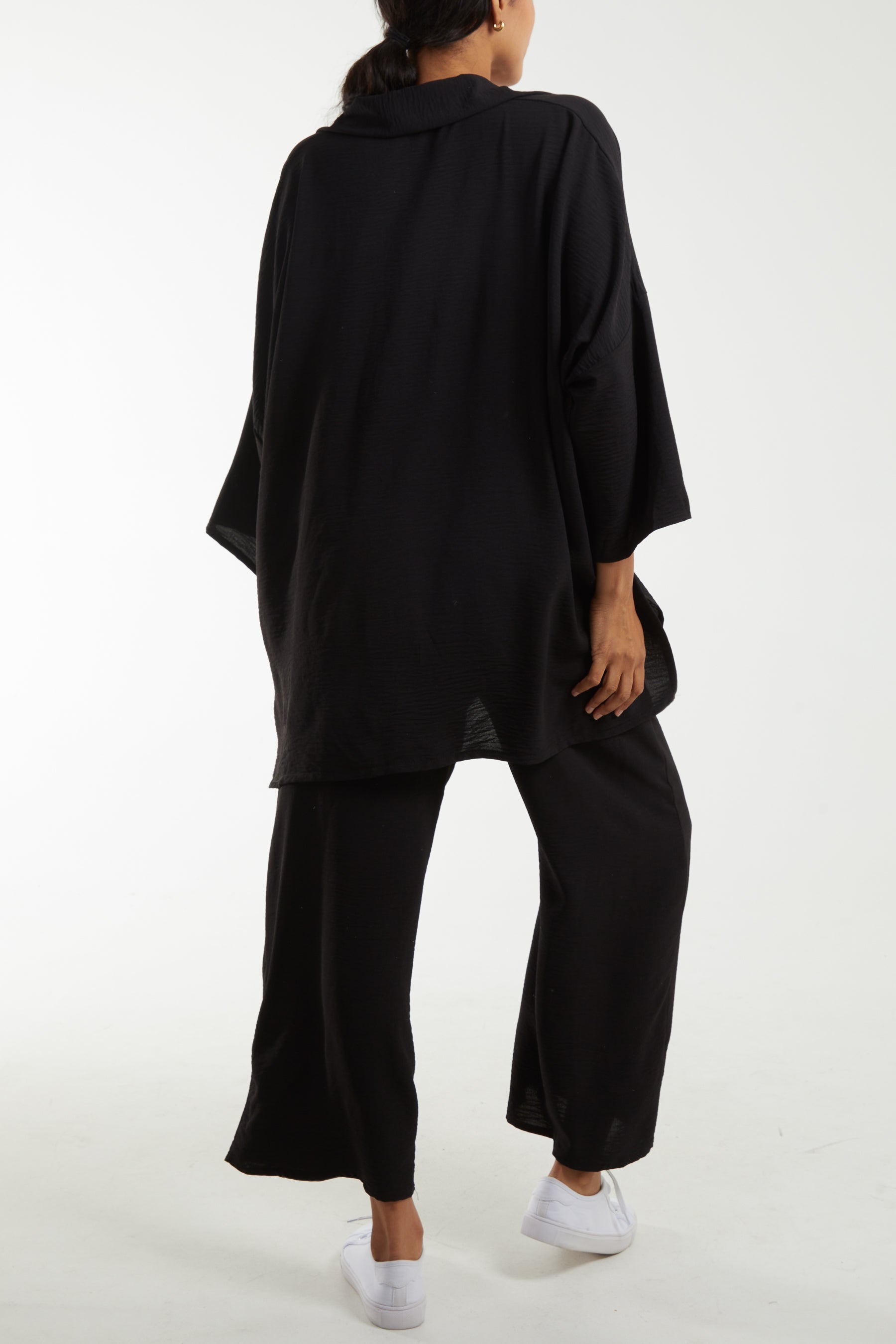 Hot Pink Long Sleeve Shirt & Culottes Co-Ord Set For Women ONE SIZE - Dropwear