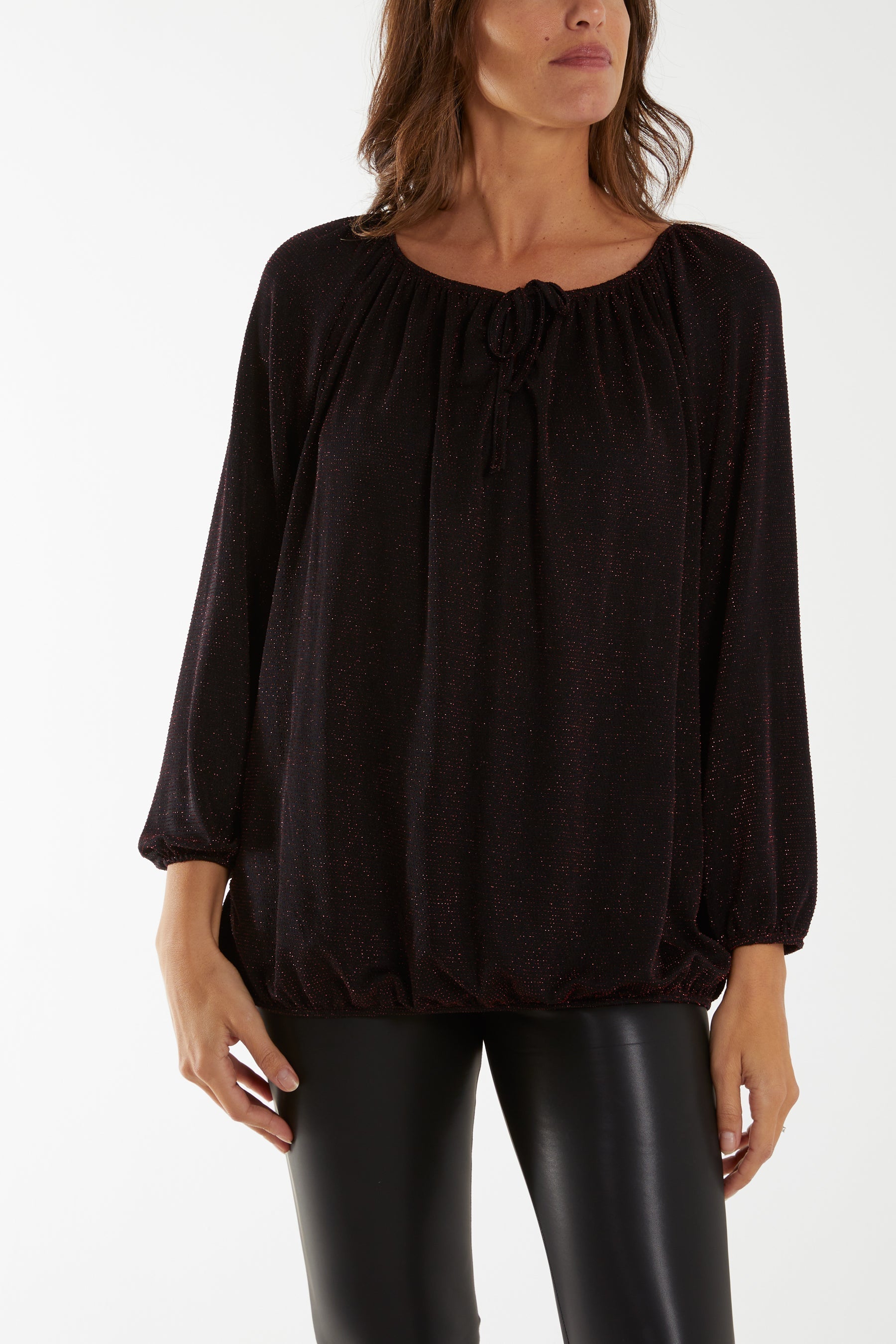 Glitter Bow Blouse For Women  - Dropwear