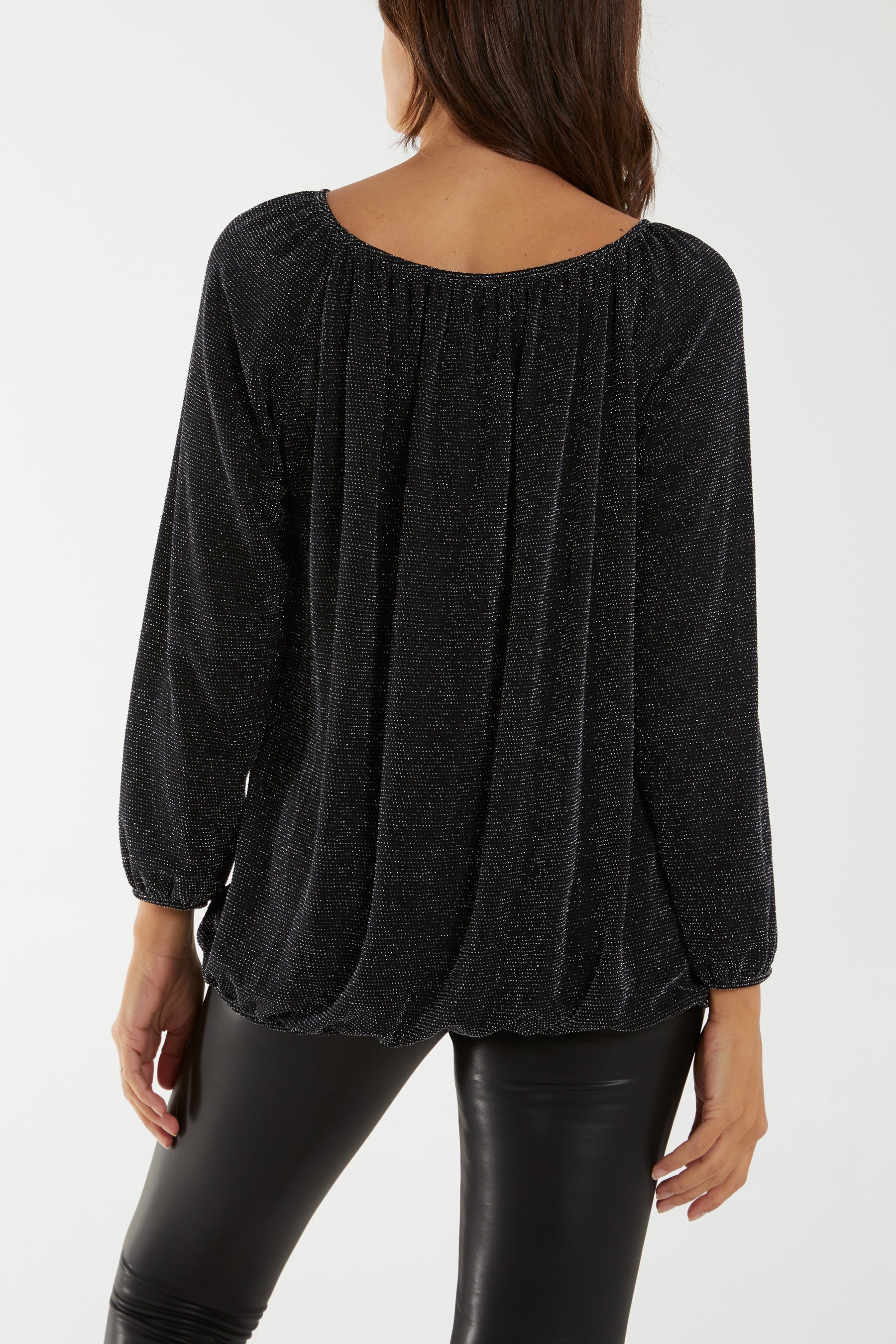 Silver Glitter Bow Blouse For Women ONE SIZE - Dropwear