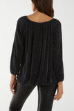 Silver Glitter Bow Blouse For Women ONE SIZE - Dropwear