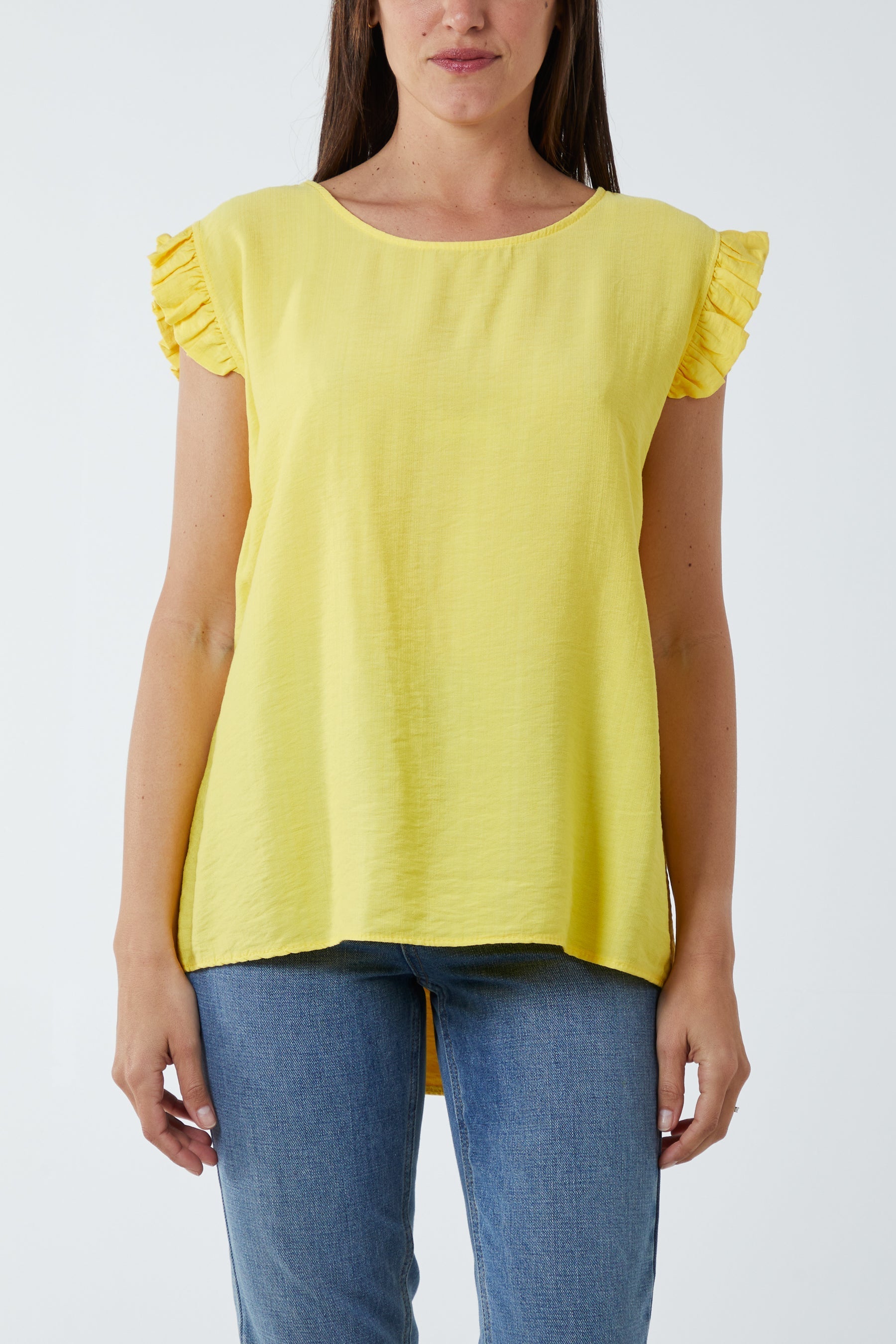Linen Look Top Back Button For Women  - Dropwear
