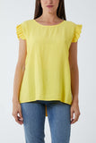 Linen Look Top Back Button For Women  - Dropwear