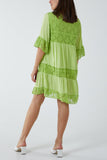 Light Blue Lace Tiered Smock Dress For Women ONE SIZE - Dropwear