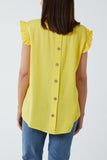 Linen Look Top Back Button For Women  - Dropwear