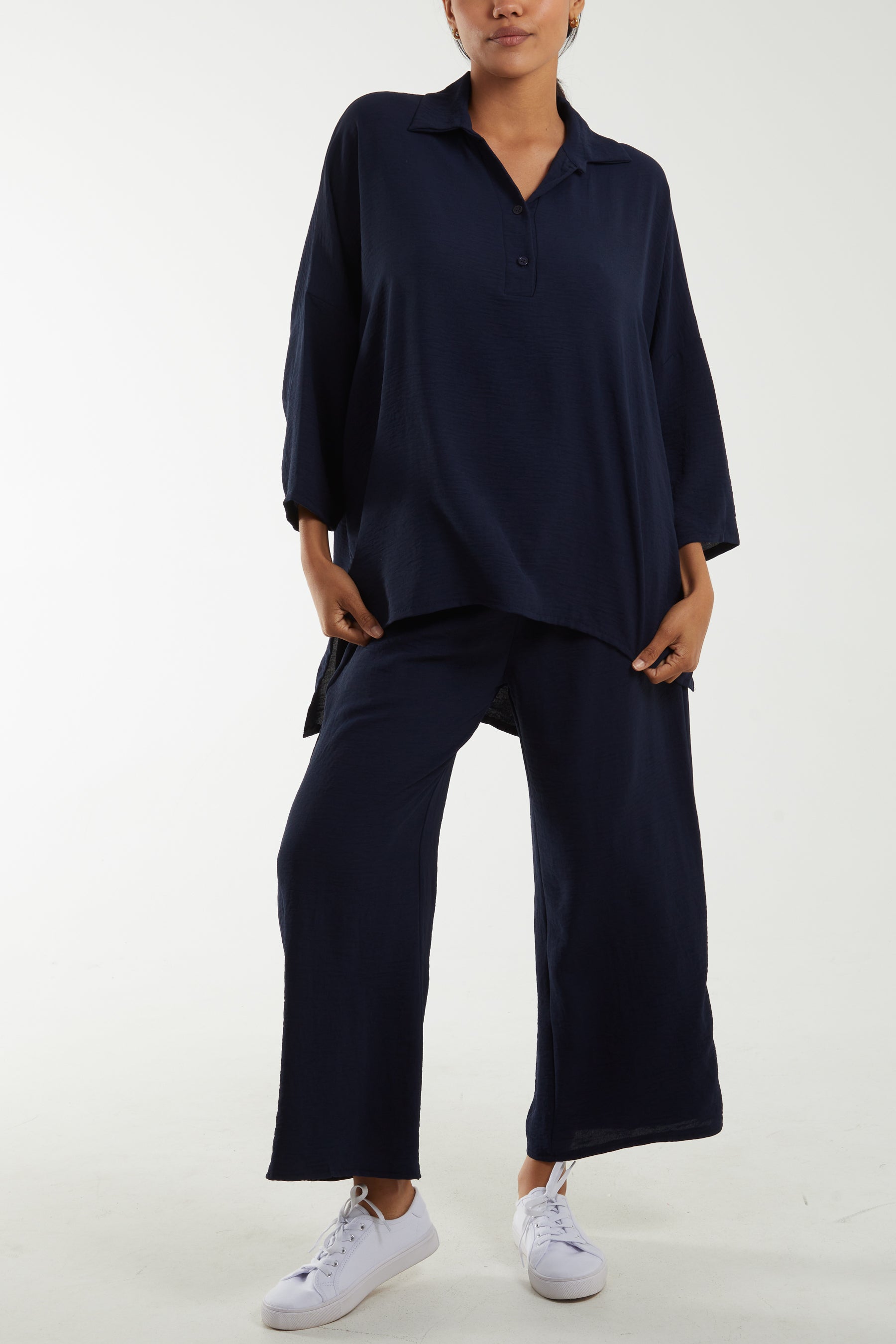 Long Sleeve Shirt & Culottes Co-Ord Set For Women  - Dropwear