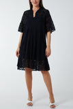 Angel Sleeve Tiered Lace Dress For Women  - Dropwear