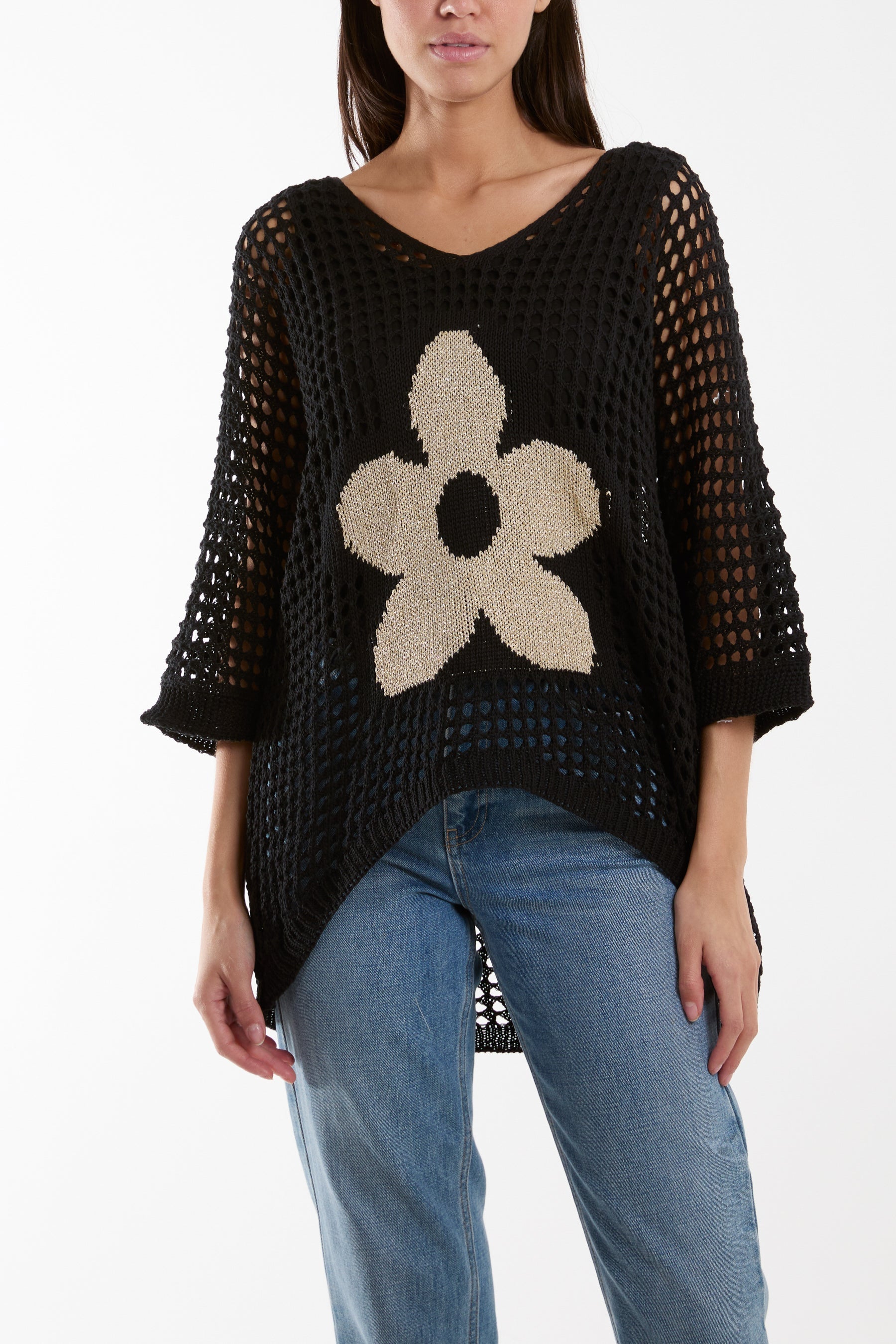 V-Neck Daisy Crochet Top For Women  - Dropwear