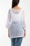 White V-Neck Daisy Crochet Top For Women ONE SIZE - Dropwear