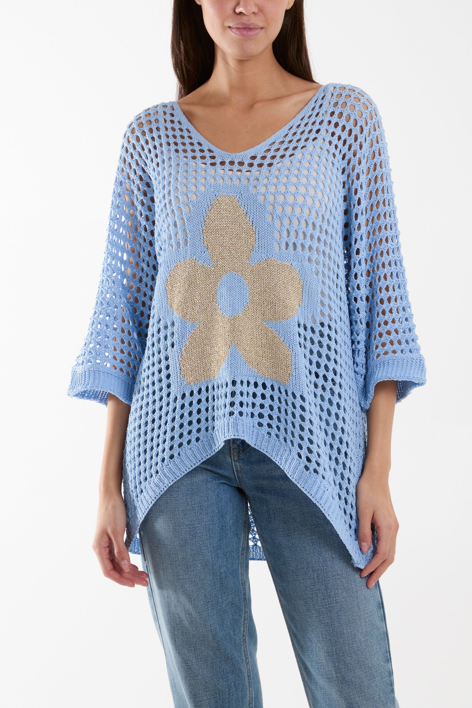 V-Neck Daisy Crochet Top For Women  - Dropwear
