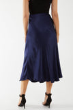 Waistband Satin Midi Skirt For Women  - Dropwear