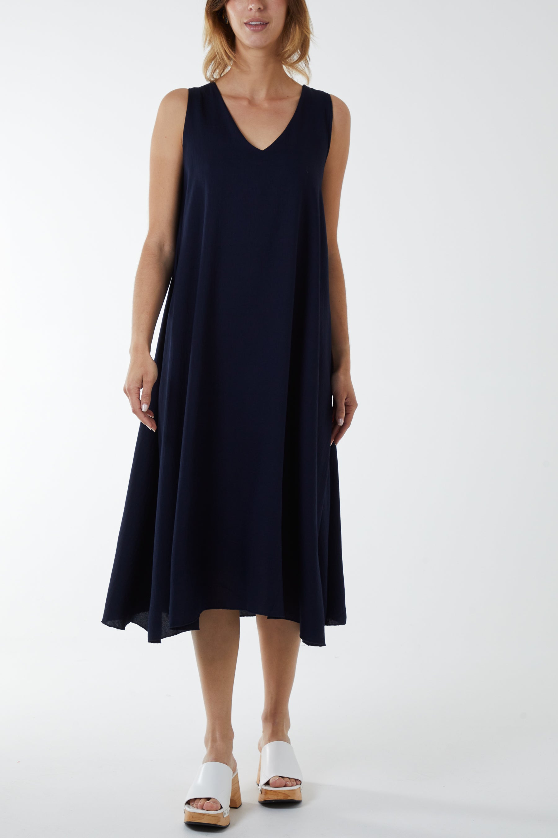 Black V Neck Sleeveless Dress For Women ONE SIZE - Dropwear