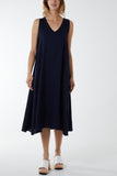 Black V Neck Sleeveless Dress For Women ONE SIZE - Dropwear