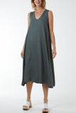 Lime V Neck Sleeveless Dress For Women ONE SIZE - Dropwear