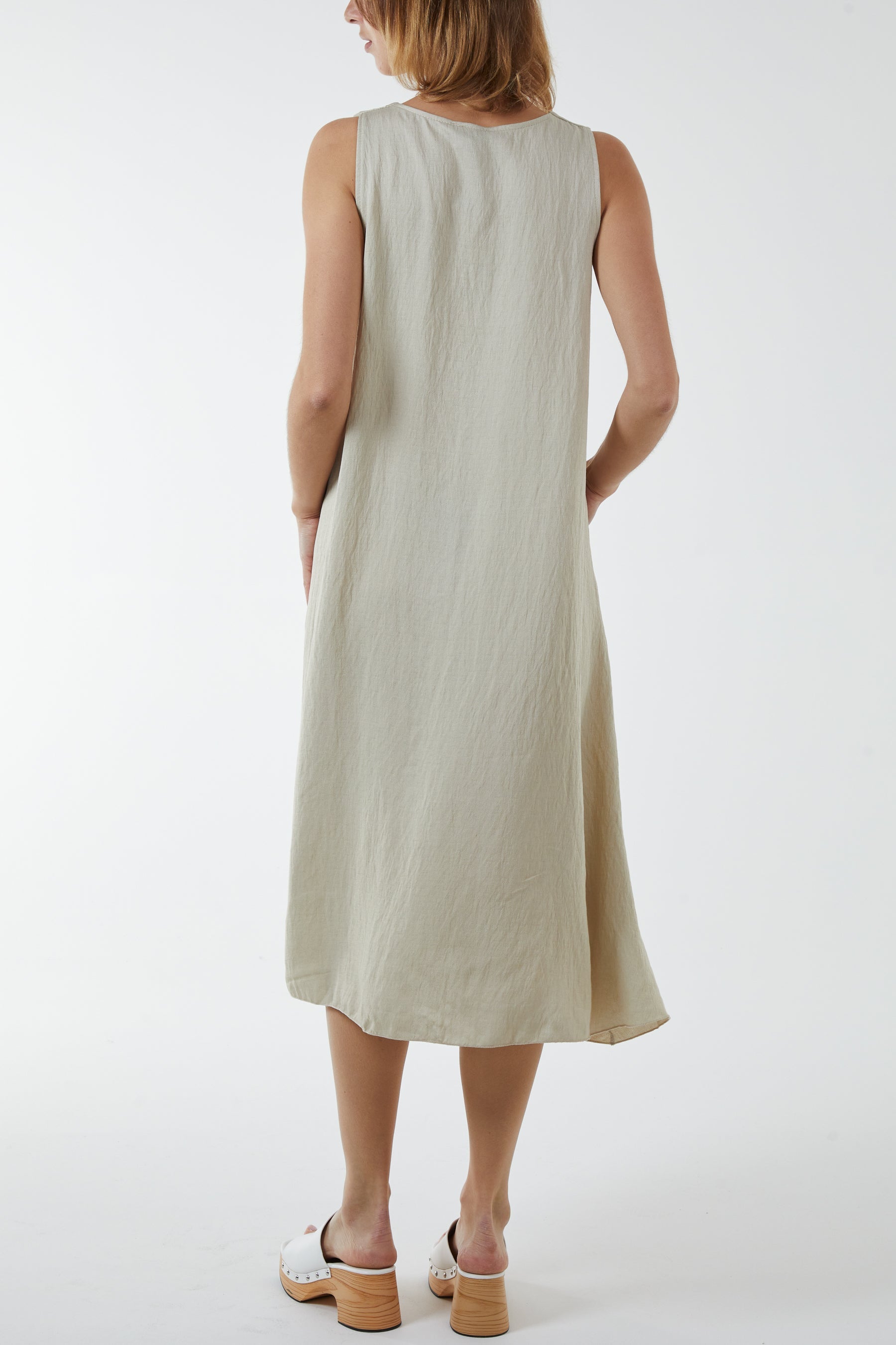 Charcoal V Neck Sleeveless Dress For Women ONE SIZE - Dropwear