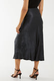 Gold Waistband Satin Midi Skirt For Women ONE SIZE - Dropwear