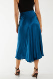 Chocolate Waistband Satin Midi Skirt For Women ONE SIZE - Dropwear