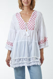 Gold Detailing Tassel Tiered Top For Women  - Dropwear