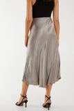 Waistband Satin Midi Skirt For Women  - Dropwear