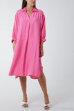 Beige V-Neck Collared Midi Dress For Women ONE SIZE - Dropwear