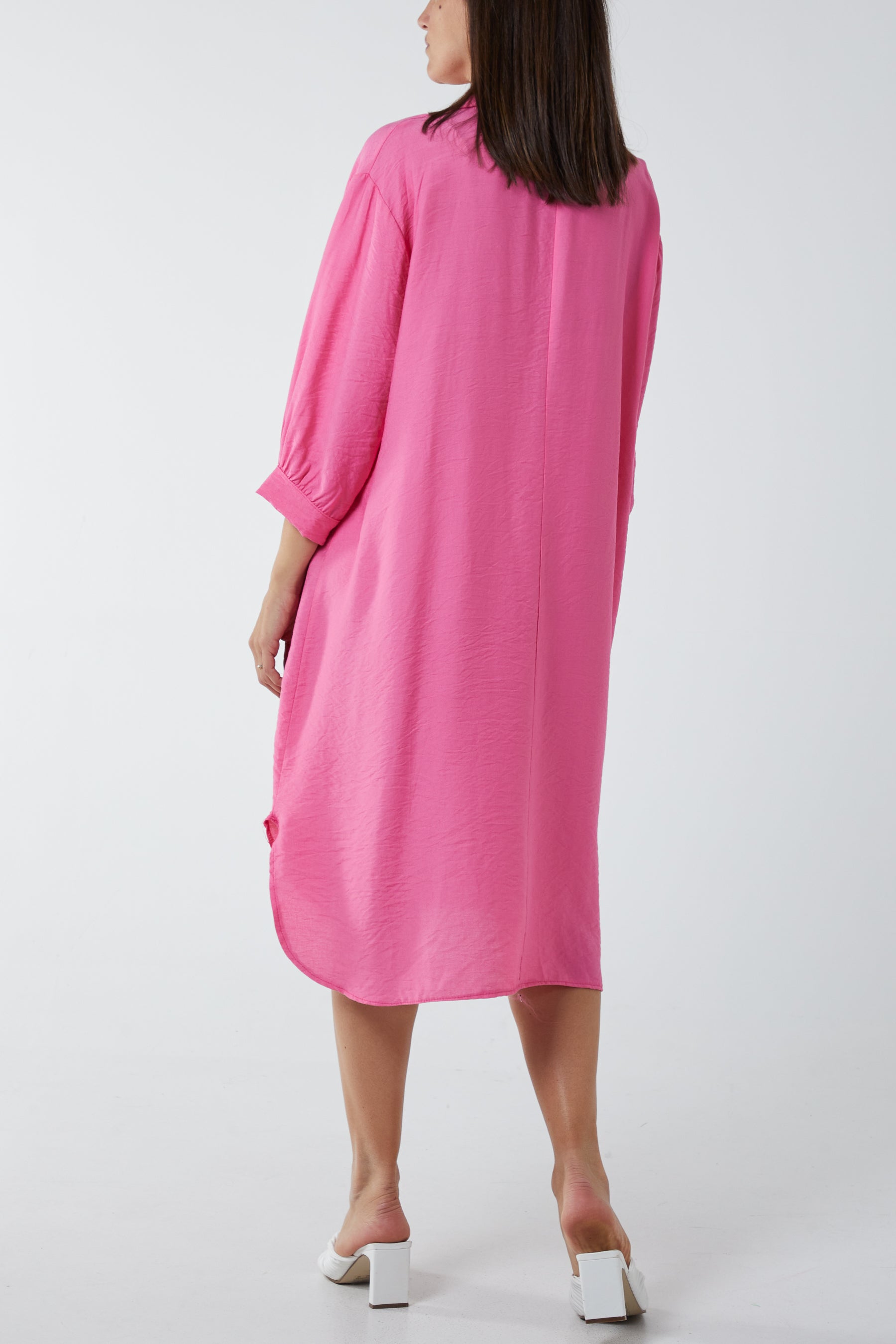 Black V-Neck Collared Midi Dress For Women ONE SIZE - Dropwear