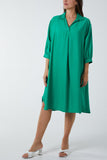 V-Neck Collared Midi Dress For Women  - Dropwear