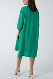 V-Neck Collared Midi Dress For Women  - Dropwear