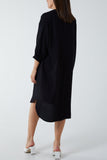 V-Neck Collared Midi Dress For Women  - Dropwear