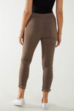 Khaki Magic Drawstring Pockets Crushed Trouser For Women ONE SIZE - Dropwear