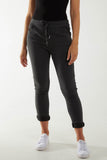 Magic Drawstring Pockets Crushed Trouser For Women  - Dropwear