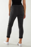 Magic Drawstring Pockets Crushed Trouser For Women  - Dropwear