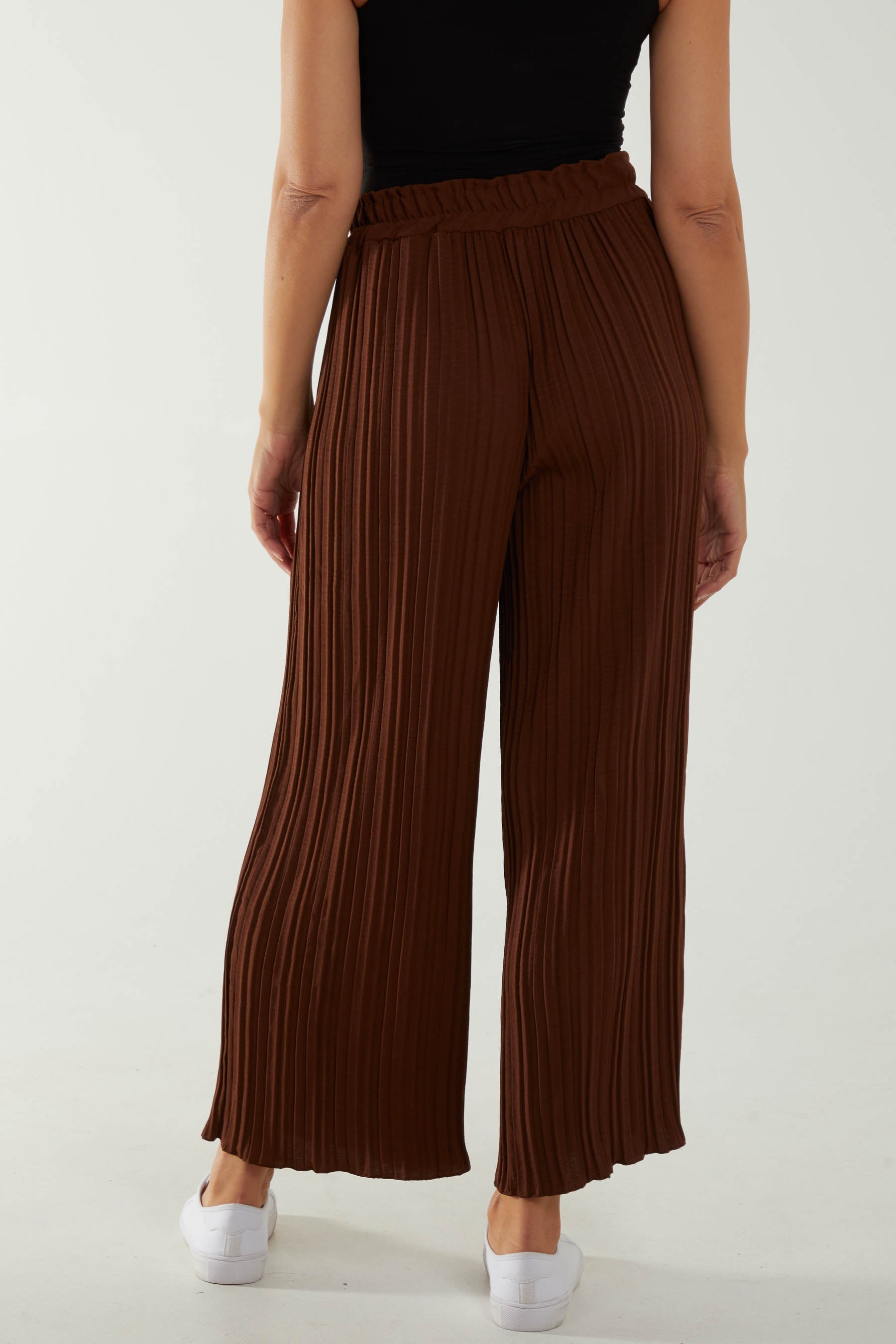 Teal Wide Leg Plisse Drawstring Trousers For Women ONE SIZE - Dropwear