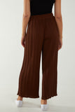 Teal Wide Leg Plisse Drawstring Trousers For Women ONE SIZE - Dropwear