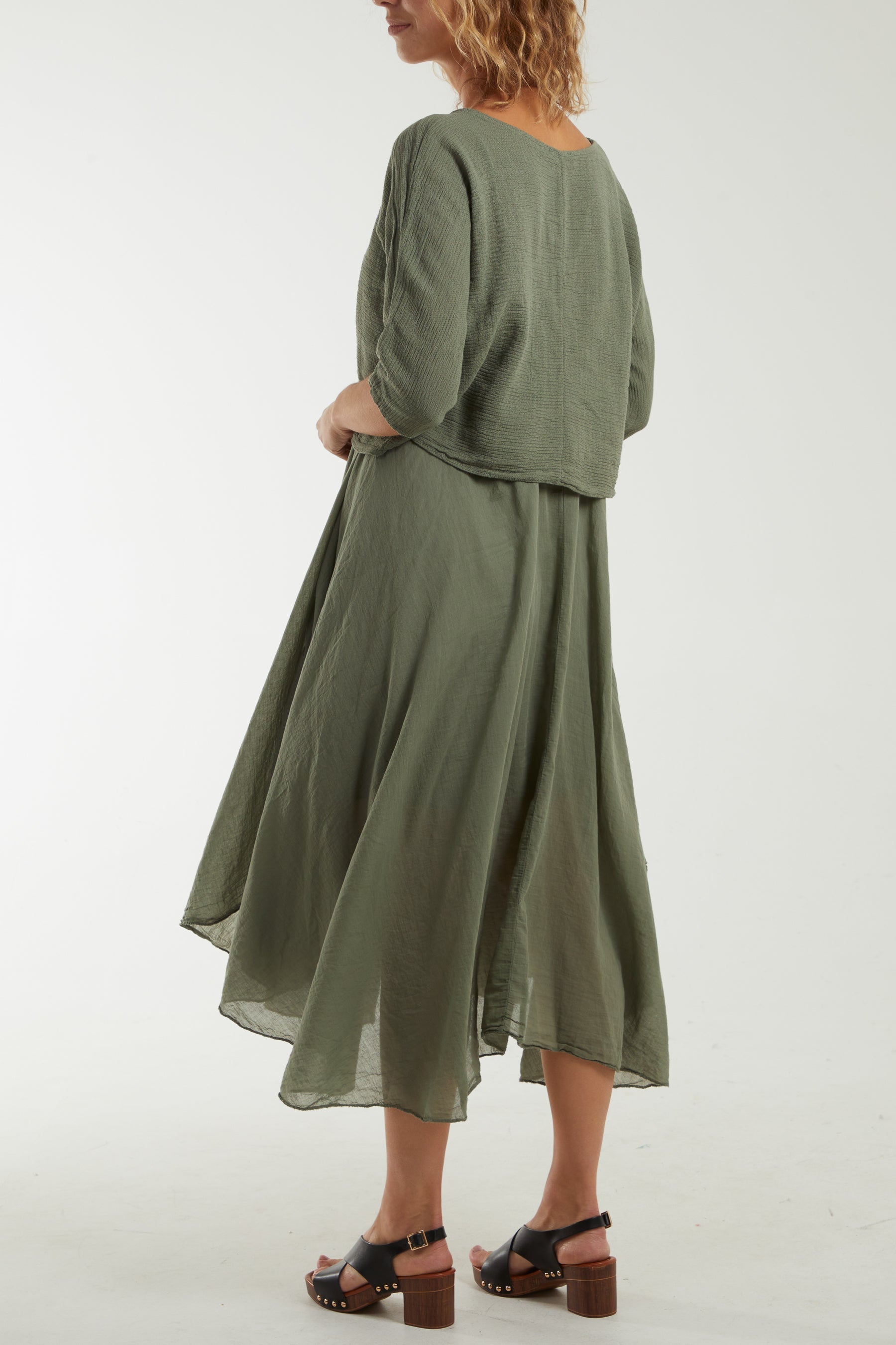 Jade 2 In 1 Crop Top & Cami Linen Dress For Women ONE SIZE - Dropwear