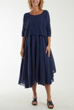 Orange 2 In 1 Crop Top & Cami Linen Dress For Women ONE SIZE - Dropwear