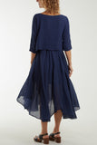 Khaki 2 In 1 Crop Top & Cami Linen Dress For Women ONE SIZE - Dropwear