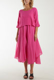 2 In 1 Crop Top & Cami Linen Dress