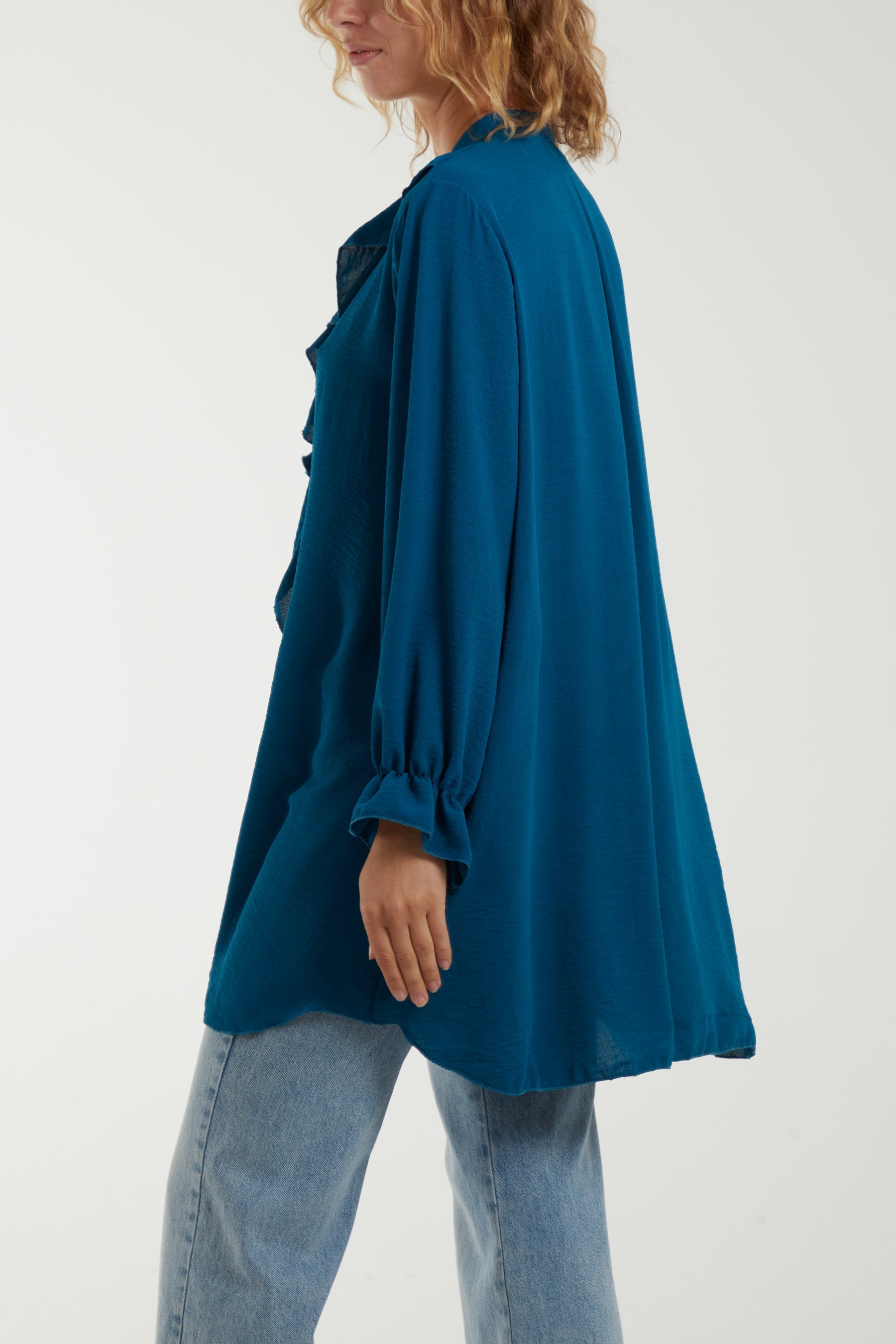 Camel Flounce Poly Crepe Oversized Shirt For Women ONE SIZE - Dropwear