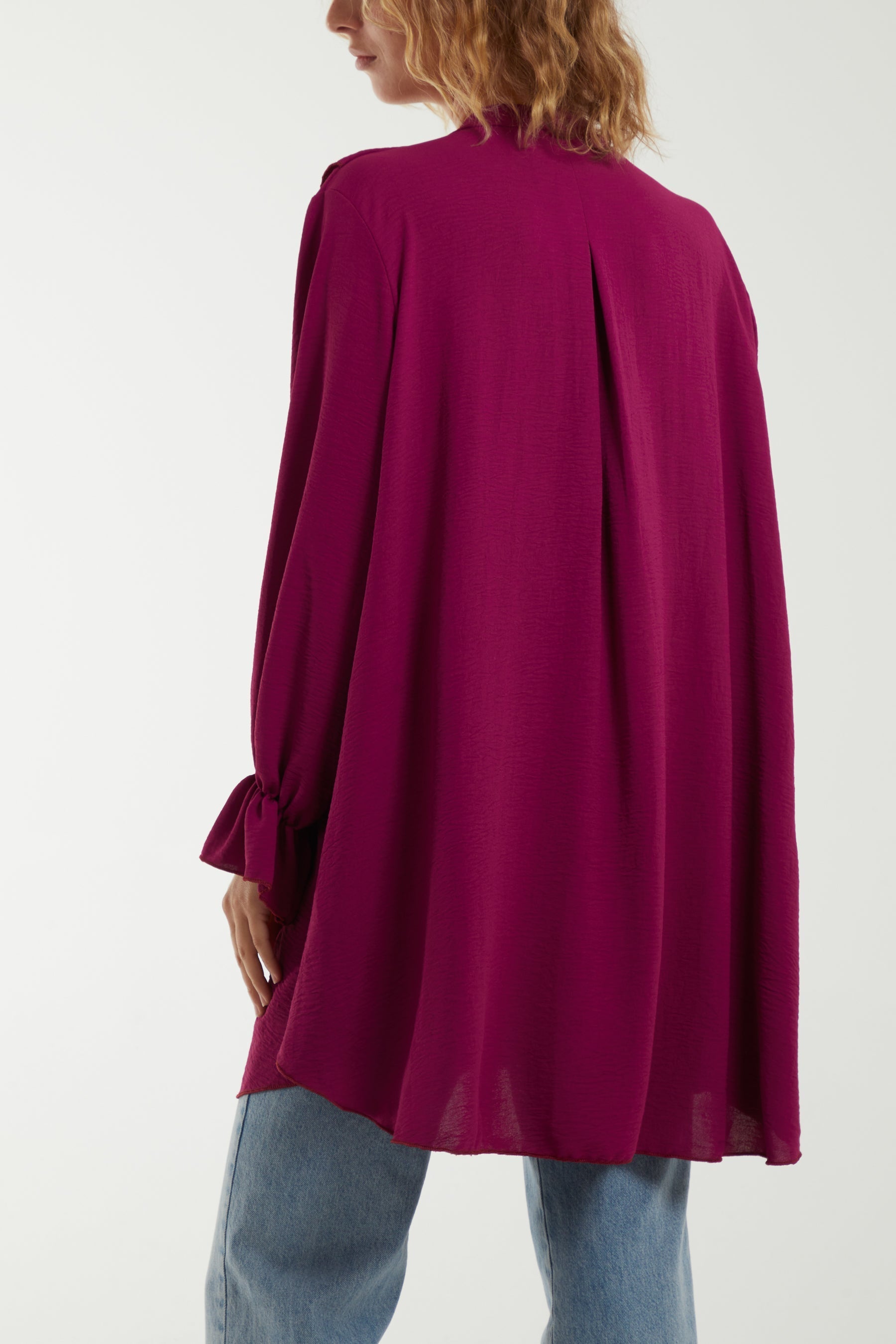 Khaki Flounce Poly Crepe Oversized Shirt For Women ONE SIZE - Dropwear