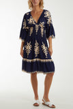 Shirred Bodice Printed Mini Dress For Women  - Dropwear