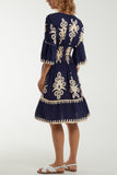 Shirred Bodice Printed Mini Dress For Women  - Dropwear