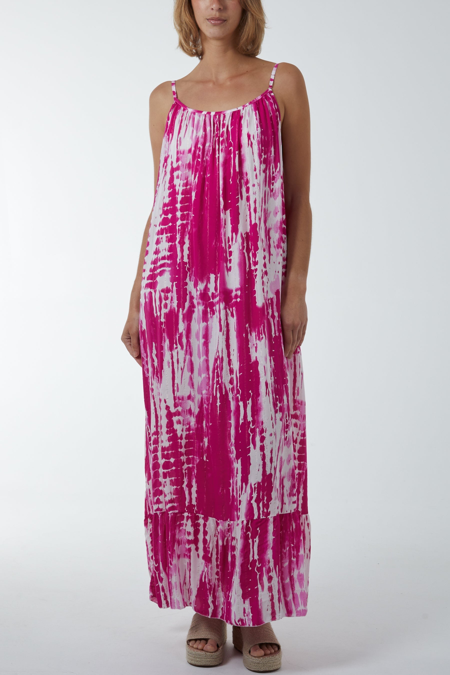 Navy Tie Dye Cami Maxi Dress For Women ONE SIZE - Dropwear