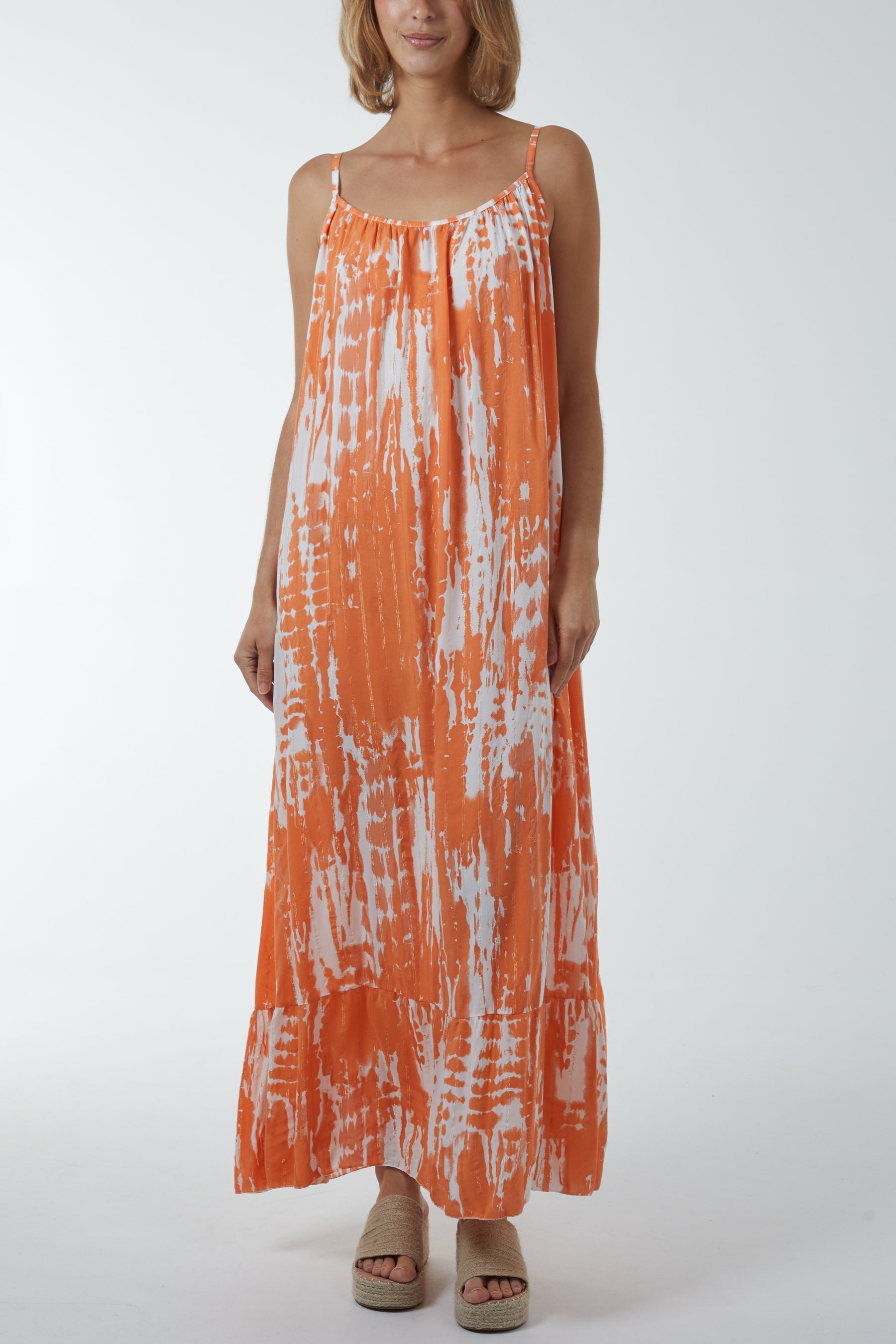 Khaki Tie Dye Cami Maxi Dress For Women ONE SIZE - Dropwear
